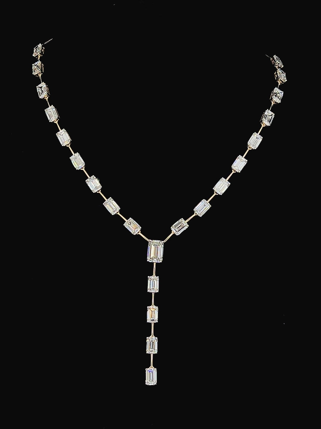 Emerald cut Lariat necklace