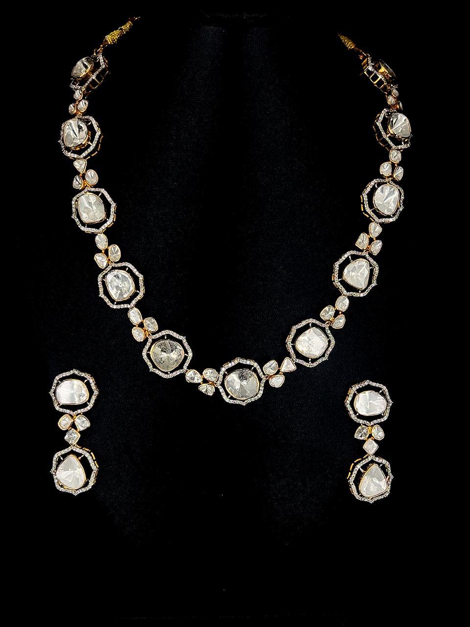 Gold Polki & Diamond Necklace Set