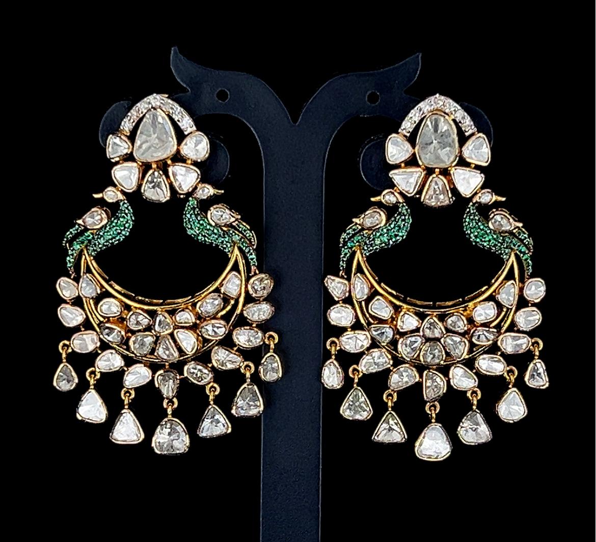 Gold Polki & Green Stone Earings