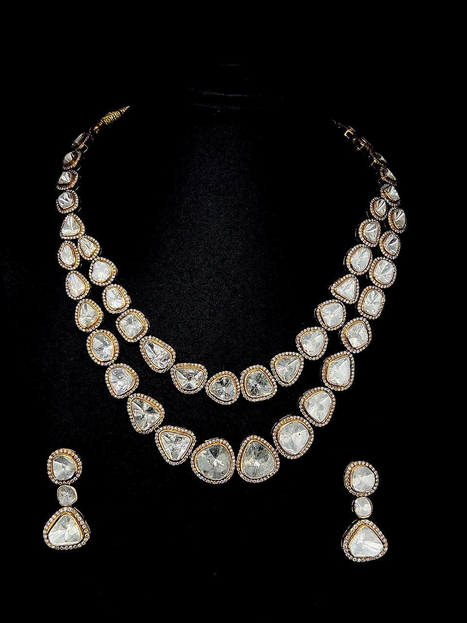 Gold Polki & Diamond Necklace Set