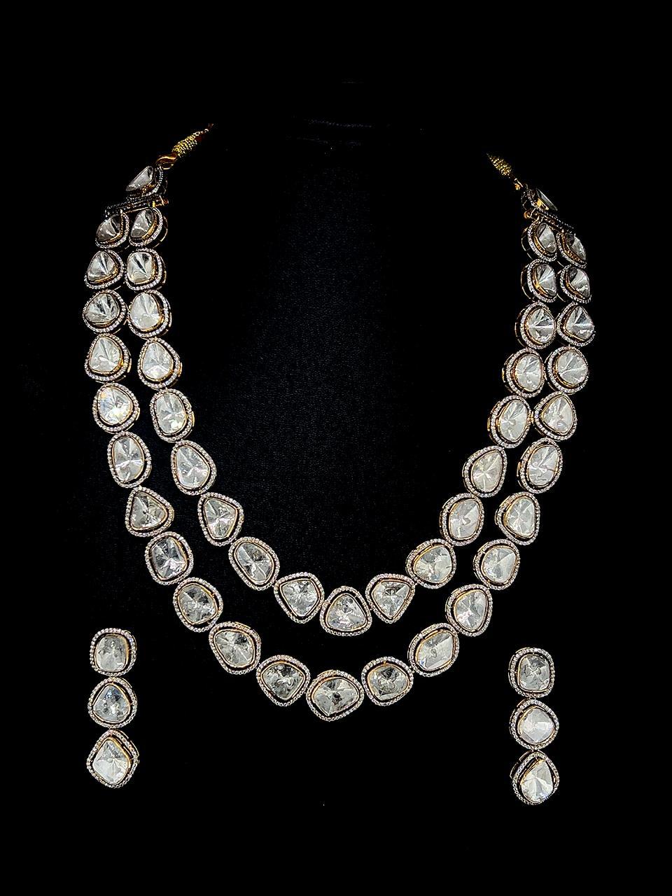 Gold Polki & Diamond Necklace Set